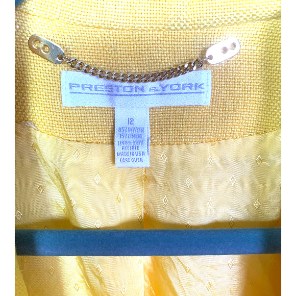 Vintage Linen Blend Yellow Oversized Blazer, Size 12 - Picture 3 of 5